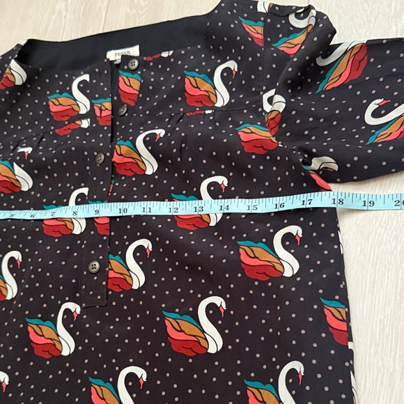 Fossil Black Multicolored Swan Polka Dot Pattern Dress - Picture 5 of 8